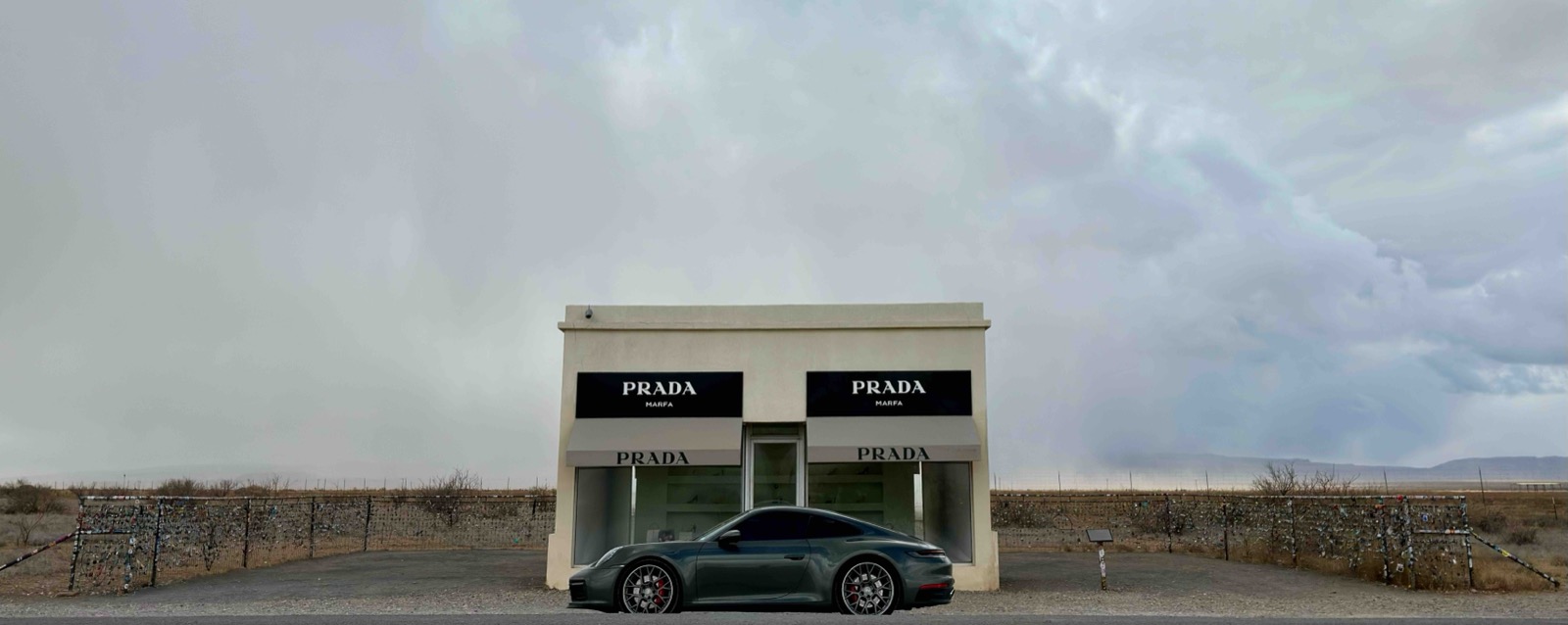 The author's 2022 911 in front of the 'Prada Store' in Marfa, TX.